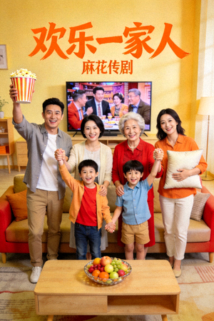 麻花传剧《欢乐一家人》喜剧海报 - 家庭温馨喜剧